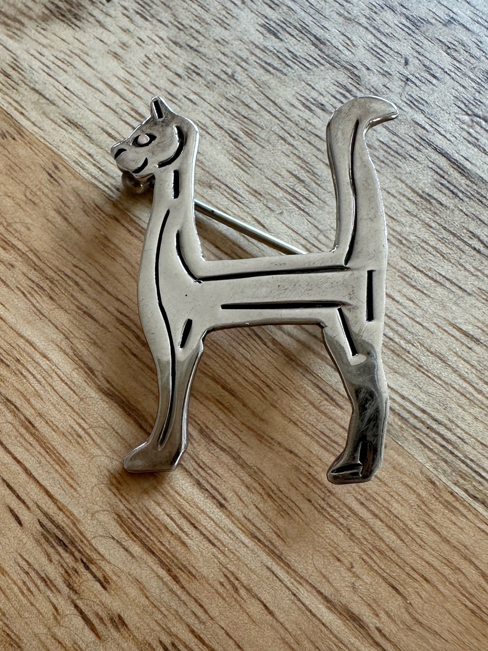 Vintage Mexican Sterling letter “H”/cat pin